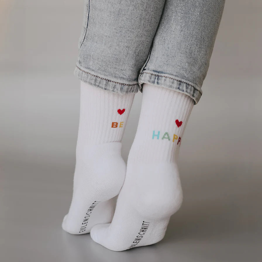 BE HAPPY | Eulenschnitt | coole Socken