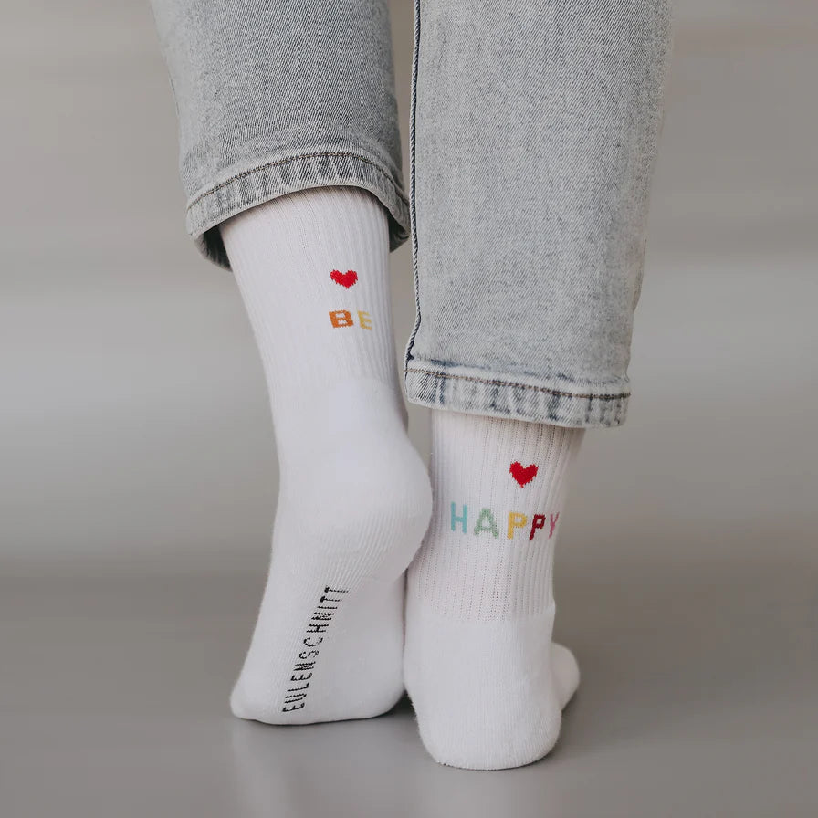 BE HAPPY | Eulenschnitt | coole Socken