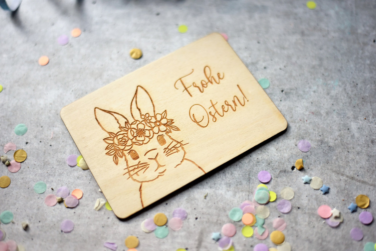 Osterkarte aus Holz | Geschenkanhänger | Osterpost | Osterdeko | Frühlingsdeko